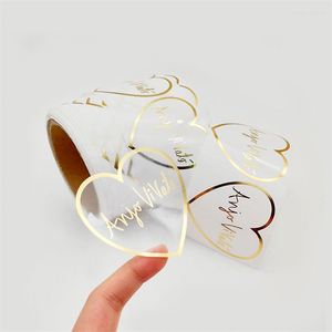 Custom Gold Foil Stamping Label Transparent Logo Sticker